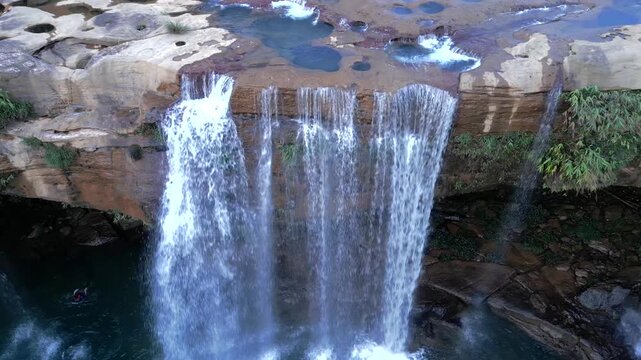 Aerial View of Krang Suri Waterfall, West Jaintia Hills, Meghalaya, India