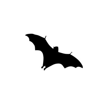 Black bat silhouette icon isolated on transparent background 