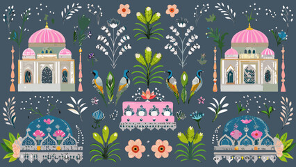 Mughal Architecture Floral Ornament A Detailed Vector Illustration © Rupa