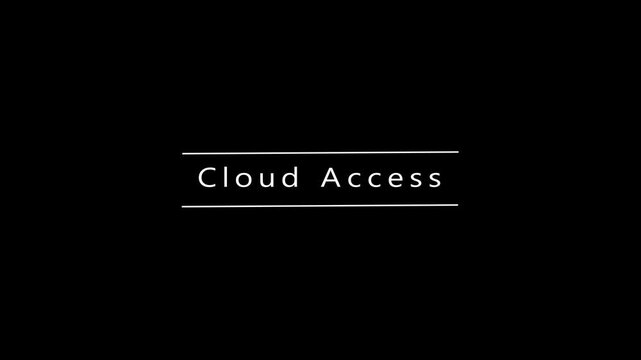 Minimalist white text Cloud Access centered on a stark black background with thin horizontal lines above and below the words creating a clean and modern for technology or data concepts
