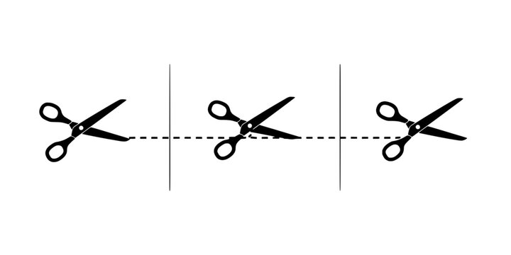 Scissors with Dotted Lines Indicating Cutting Points Featuring Illustration, Design, Vector with Tool and Craft Elements
