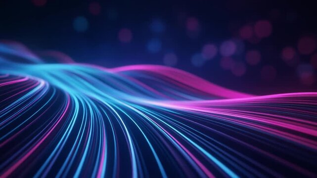 Abstract waves represent flowing data streams moving across a deep digital background to illustrate modern network connectivity and the rapid transmission of complex information in the current era.