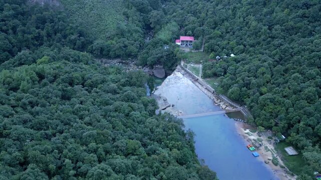 Aerial View of Krang Suri Waterfall, West Jaintia Hills, Meghalaya, India