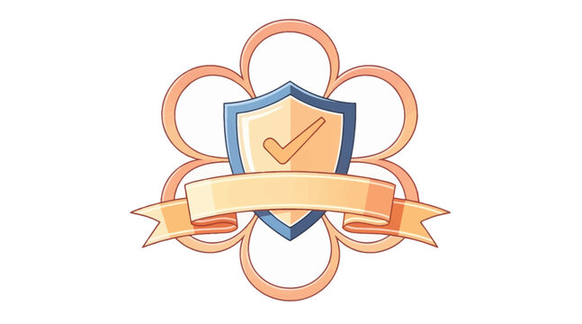 security shield with check mark and ribbon
