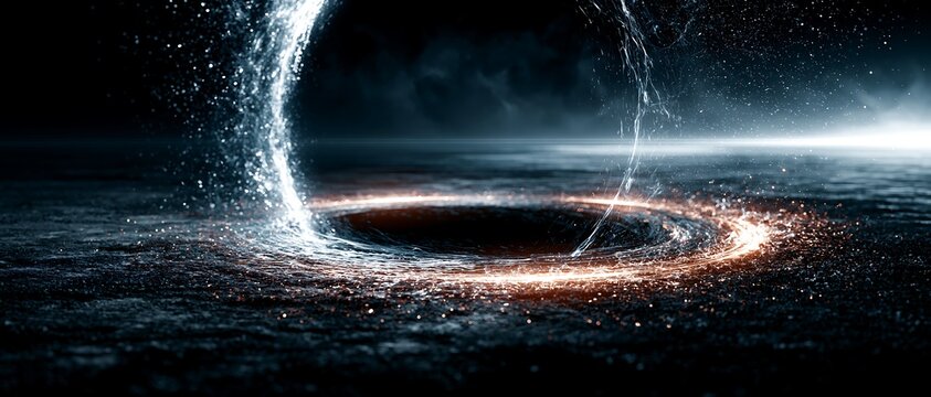 Dynamic Water Vortex with Light Particles on Dark Gritty Surface