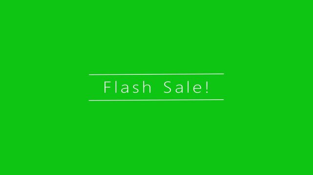 Striking green background with white text Flash Sale!" centered between two horizontal lines, designed to capture attention for limited-time retail promotions Keywords: sale, flash, promotion