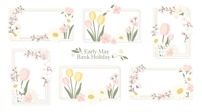 spring floral frames, early may bank holiday