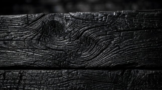 Charred burned burnt wood texture planks from shou sugi ban yakisugi timber rustic black background