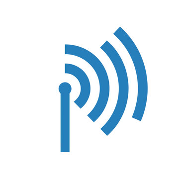 Radio tower emitting radio waves signal, digital communication symbol, broadcast transmission icon, wireless network concept