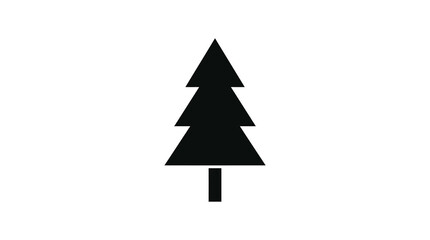 Fototapeta premium Stylized Black Vector Illustration of a Pine Tree on a White Background