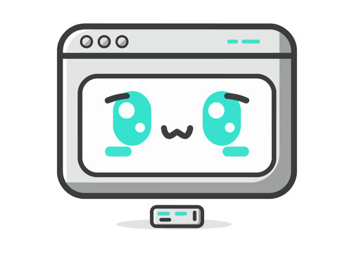 Kawaii internet browser window character with friendly face