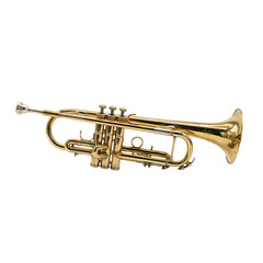 Obraz premium Golden trumpet againstWhite Background detailed musical instrument photography