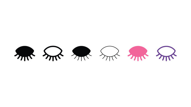 Collection of various colored false eyelashes on white background
