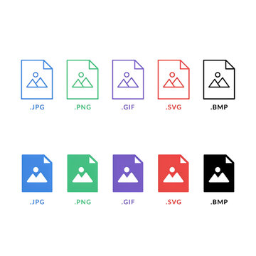 Image File Format Icons Flat Vector Illustration Collection
