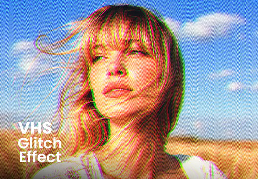 VHS Glitch Art Photo Effect