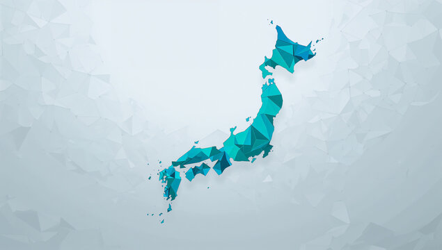 低ポリゴン地図で表現した日本地図のグラフィック素材