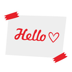 red script hello with heart note. Greeting card © Bigeyes