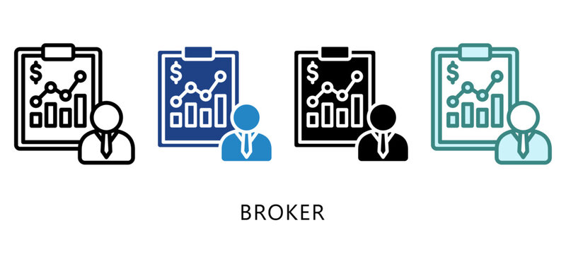 Broker Multi Style Icon. Mini Illustration For Modern Concept, Ui, Ux Web And App Development. Related To Export And Import, Business Logistics.