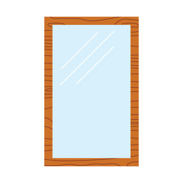 wooden rectangular mirror frame, home decor and interior design element - vector illustration