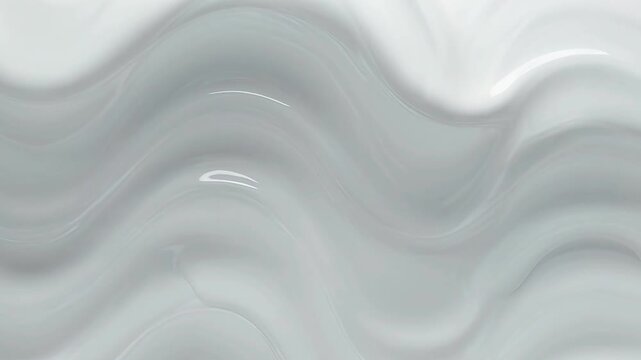 Abstract 3D White Liquid Porcelain Waves Background with Smooth Elegant Flow