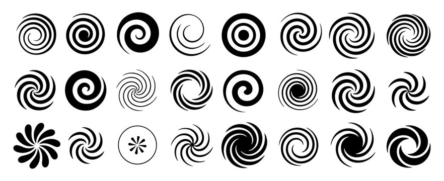 spiral swirl icon collection decorative set