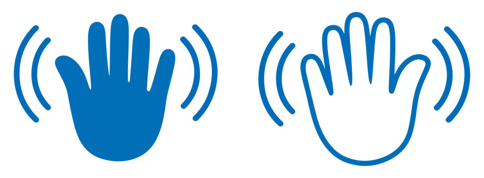 waving hand greeting icon set
