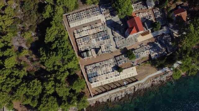 Jelsa cemetery aerial view on hvar island