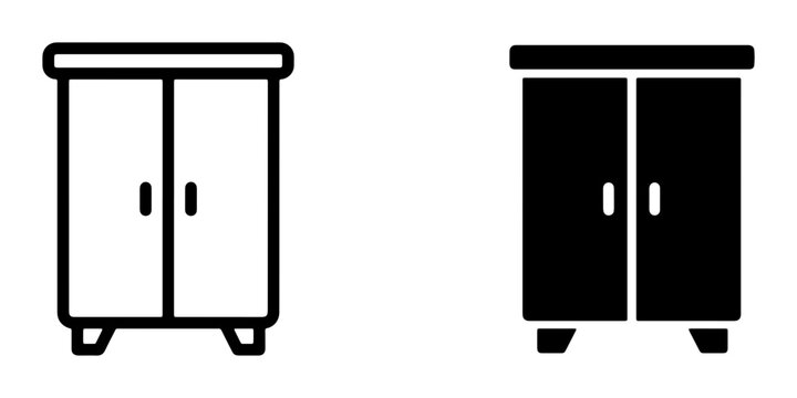 Wardrobe Icons, Cabinet Vector Graphics, Storage Furniture Symbols, Closet Outline and Silhouette for Interior Design and Home Organization Concepts