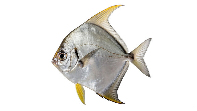 Silver diamond mono tropical fish swimming aquarium view isolated on transparent background