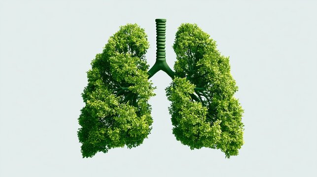 Healthy lungs, shown in a two-dimensional drawing, represent good health.