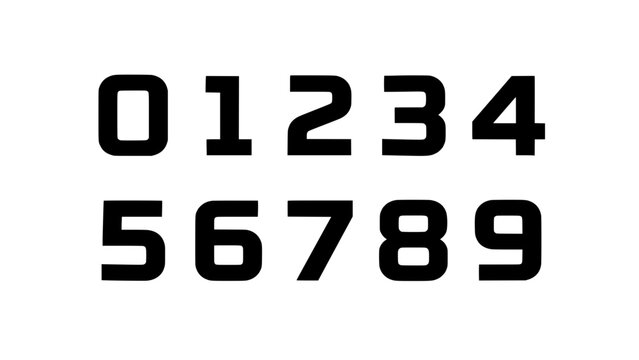 Numbers From 0 to 9 Arranged in Two Rows with Bold Black Font Featuring Digits, 0, 1 with 2 and 3 Elements for 4, 5 Projects