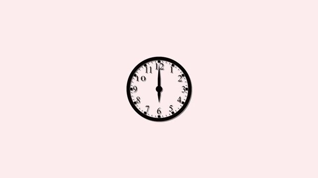 Clock spinning, watch animation on white background with alpha channel. Clock icon flat style. 12 hours clock dial , twenty-four hours time lapse animation.  Clock moving timer clock rotation animatio