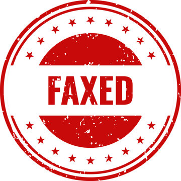 Faxed stamp illustration red circular seal with stars document received confirmation business communication