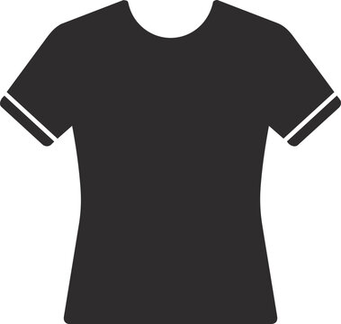 Simple solid black short-sleeve T‑shirt icon, ideal for fashion app UI, clothing store menus, size charts, wardrobe infographics, and minimalist apparel branding