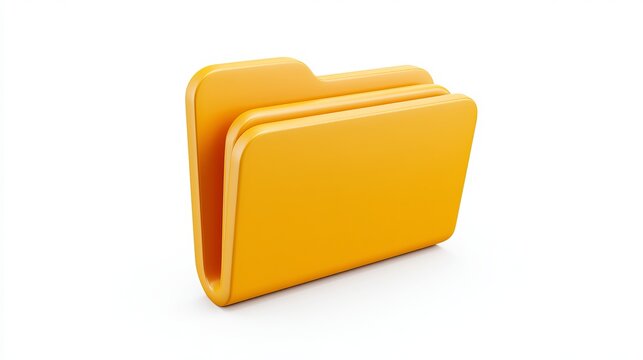 Simple 3D folder symbol sits on white. This modern, clean icon represents a document or file, perfect for websites and apps.