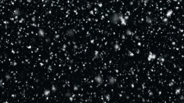 Snowfall overlay on black background slowly creating a winter effect