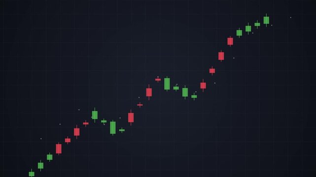 Stock market graph on black background 4k seamless looping