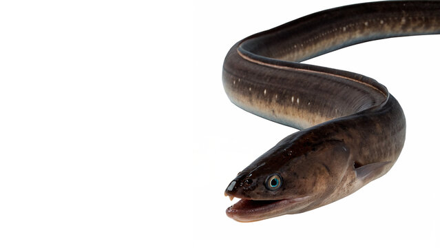 Long dark brown eel fish marine wildlife view isolated on transparent background