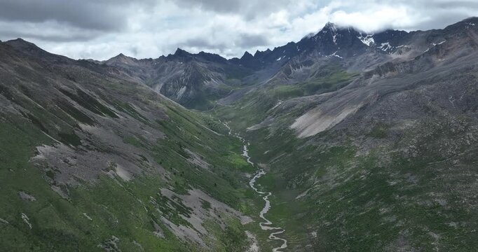 High altitude green valley grassland landscape