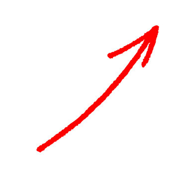 Transparent png red arrow up hand drawn doodle icon with curved line emphasis and quirky twist design overlay vector element zigzag spring coil curve wave long chalk marker