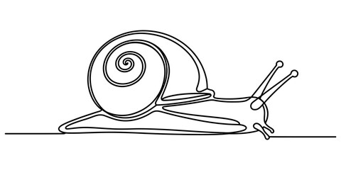 Continuous single line drawing of a cute snail moving slowly © Purnima