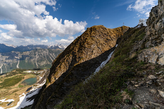 Sunny spring day on the rugged peaks of Fellhorn Germany