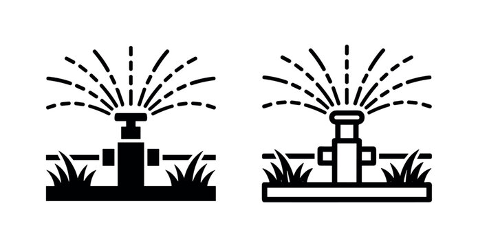 Automatic garden lawn sprinkler irrigation icon