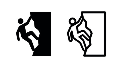 Fototapeta premium Rock climber scaling cliff face icon