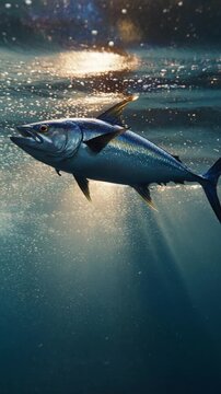 blue tuna fish in the sea