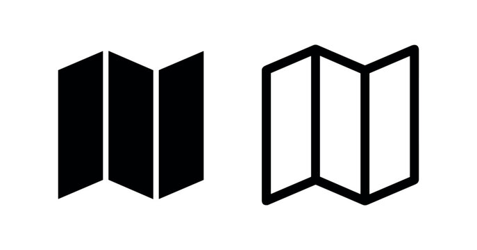Trifold Brochure or Map Icon Set