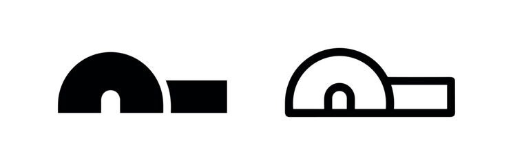 Igloo arctic dwelling icons in solid and outline © liubomir118809