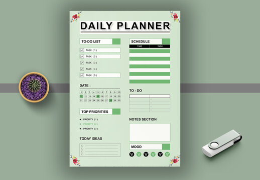 Printable Daily Planner Layout Design