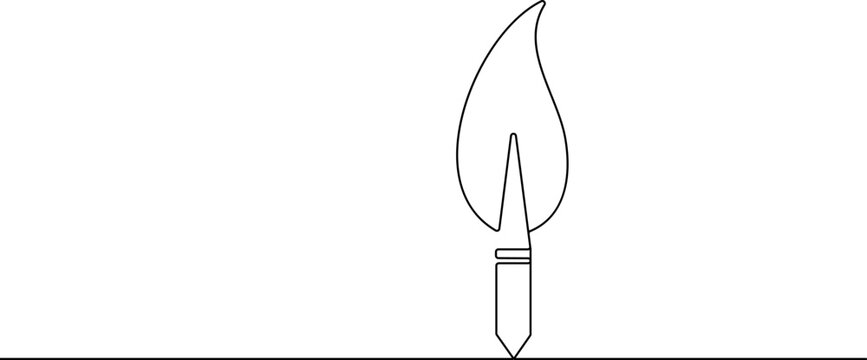 Continuous line drawing candle flame, simple line art, minimalist icon, black and white vector