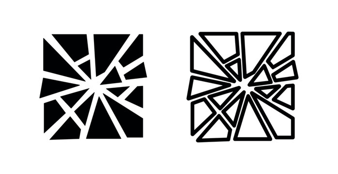 Geometric shattered mosaic pattern icon set